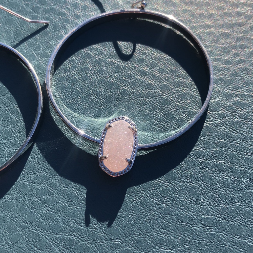 Kendra Scott Iridescent Drusy Elora Silver Hoop Earrings - Picture 7 of 7